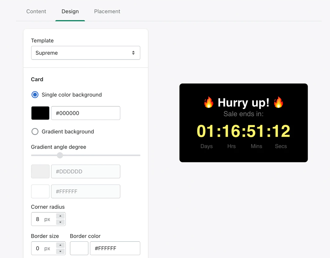 Essential Countdown Timer bar editor
