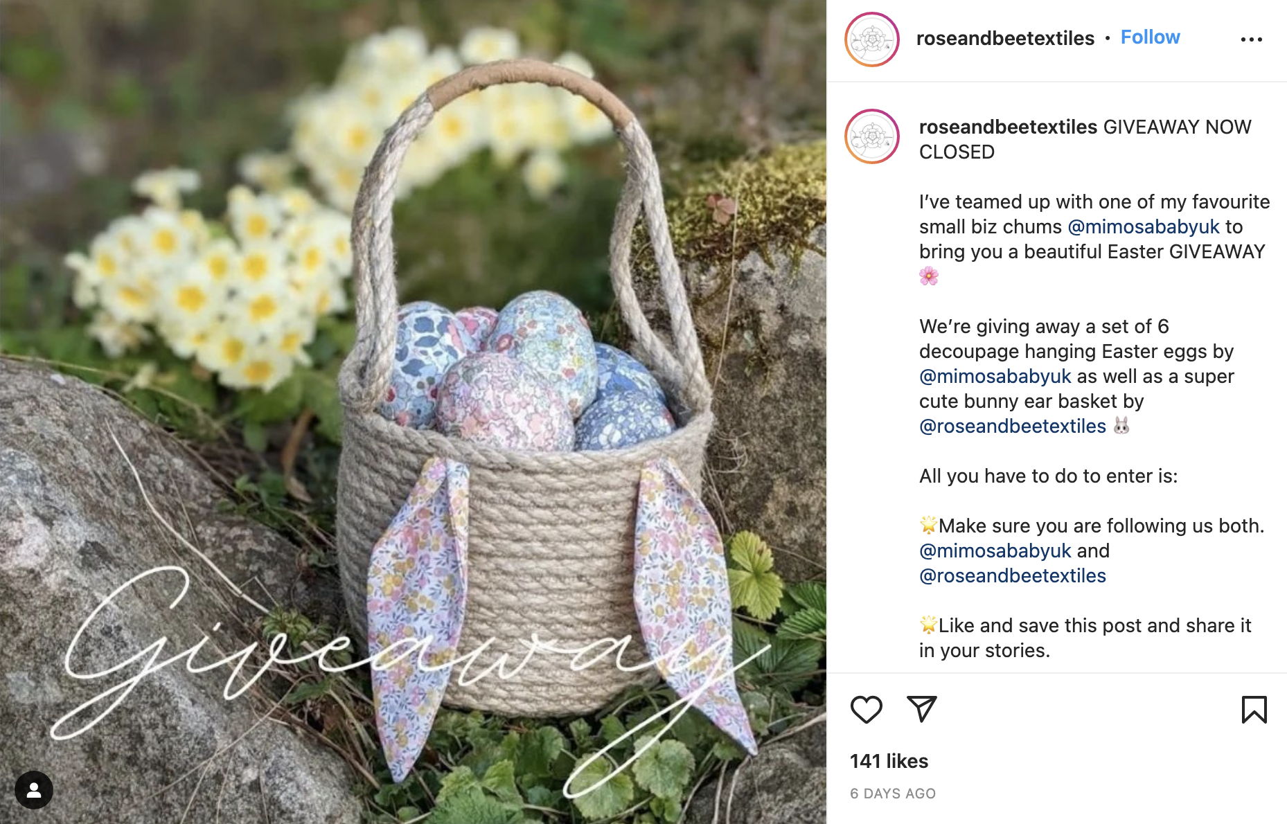 Rose and Bee Easter Giveaway
