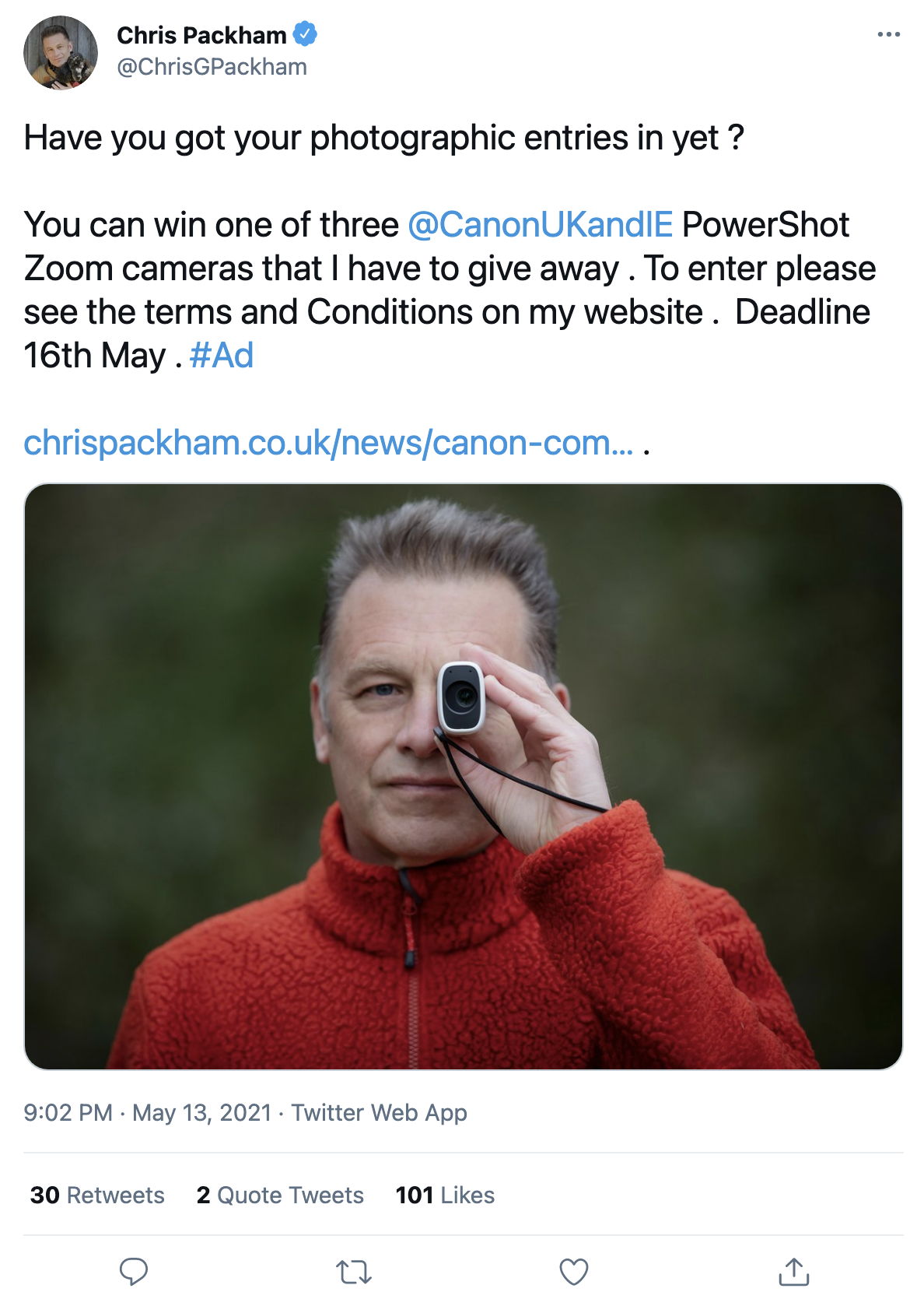 Chris Packham Camera Giveaway