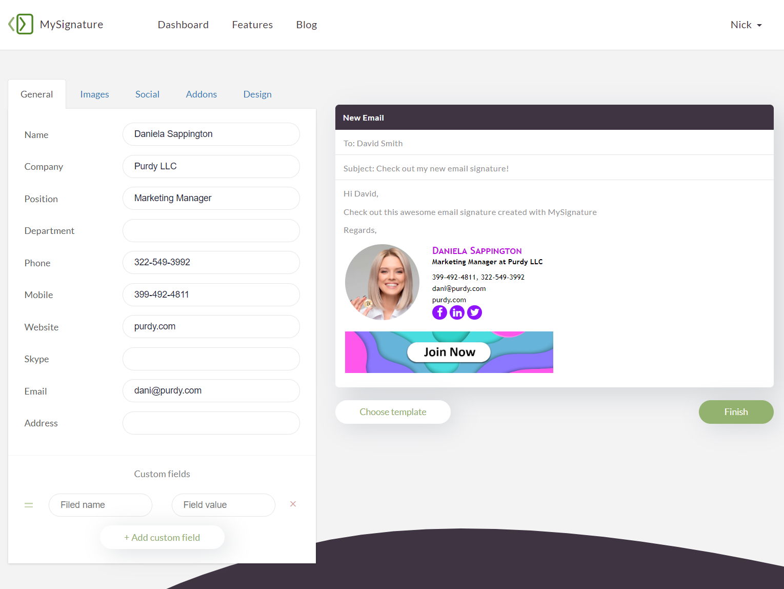Mysignature interface