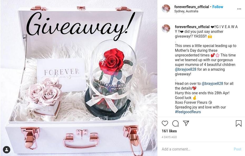 Instagram Mothers day giveaway