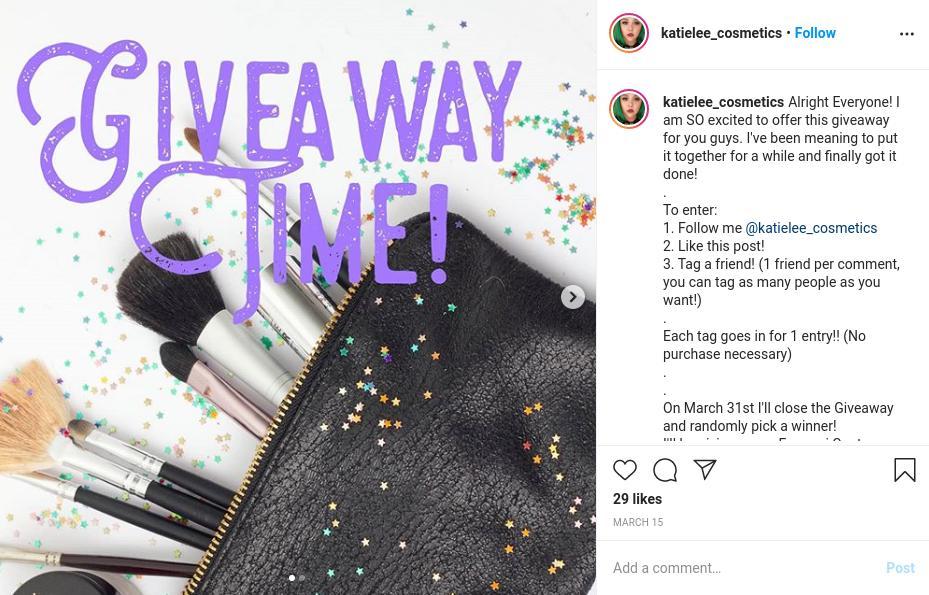 Katielee cosmetics giveaway