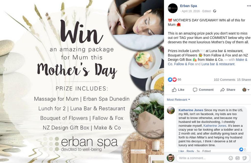 Facebook mothers day giveaway