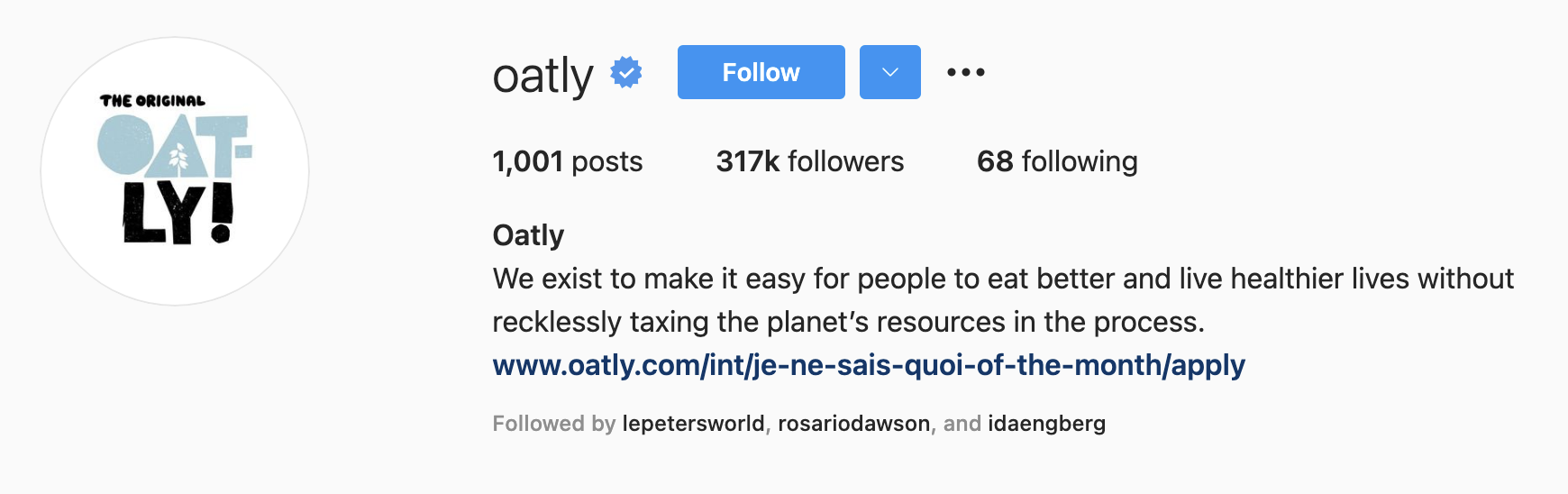 Oatly Instagram profile