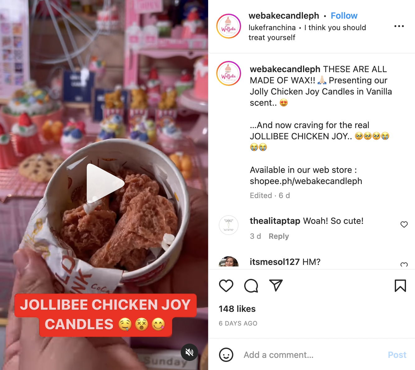 Jollibee Chicken Candles Instagram Video