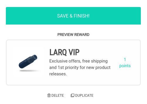 Larq Reward Edit Screen