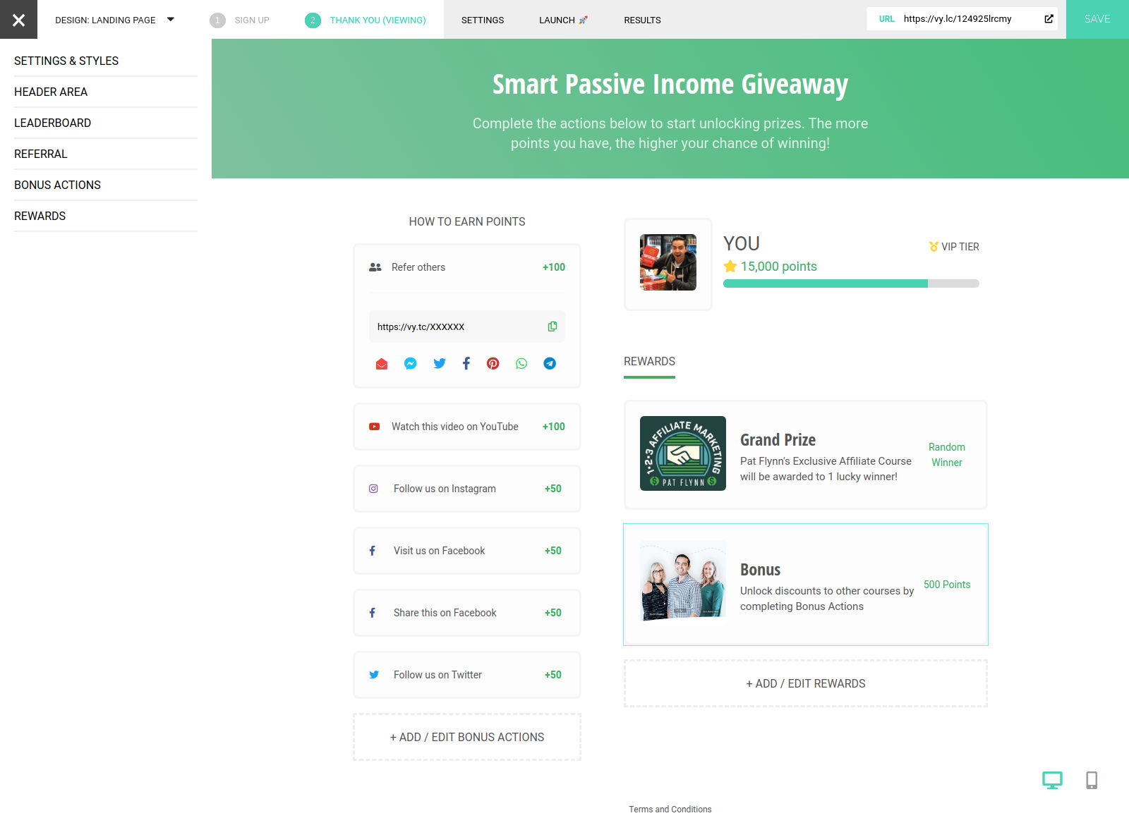 VYPER thank you page example