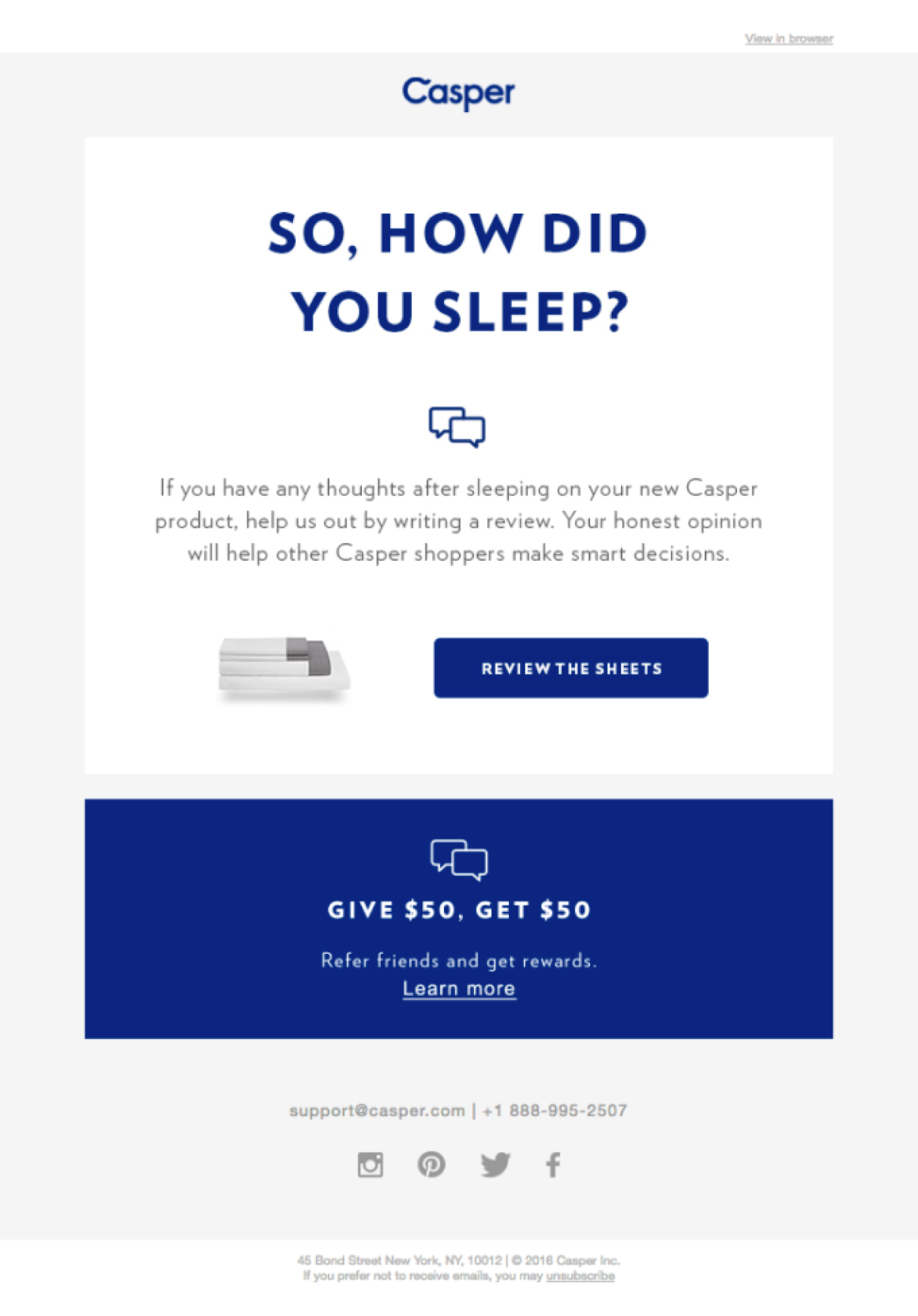 Casper Mattress email