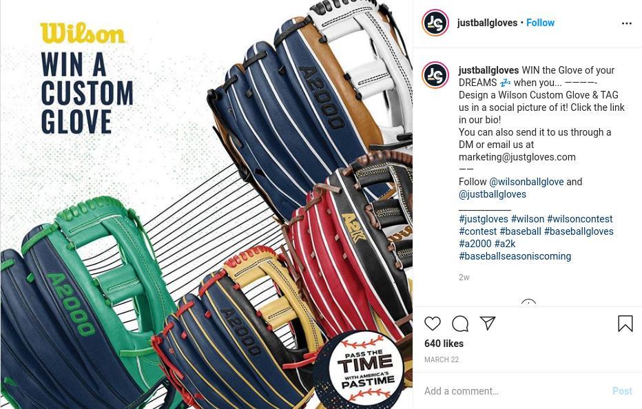 Wilson custom glove competition