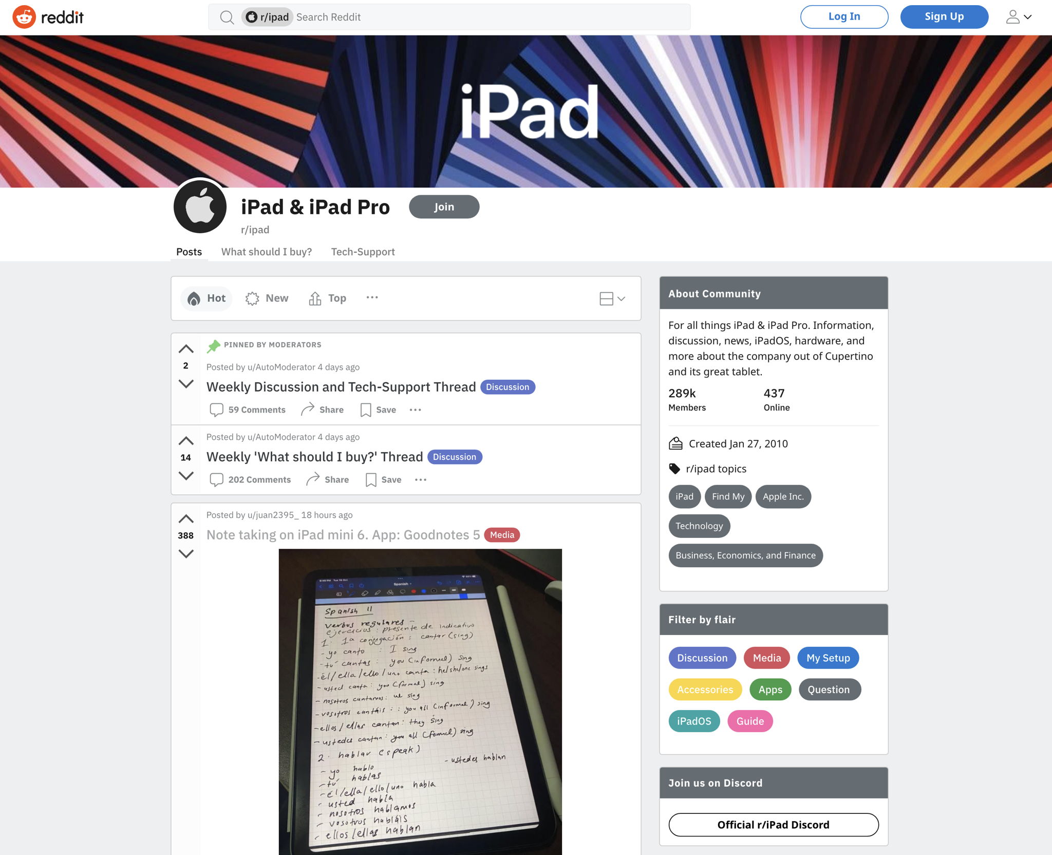 iPad Reddit Community