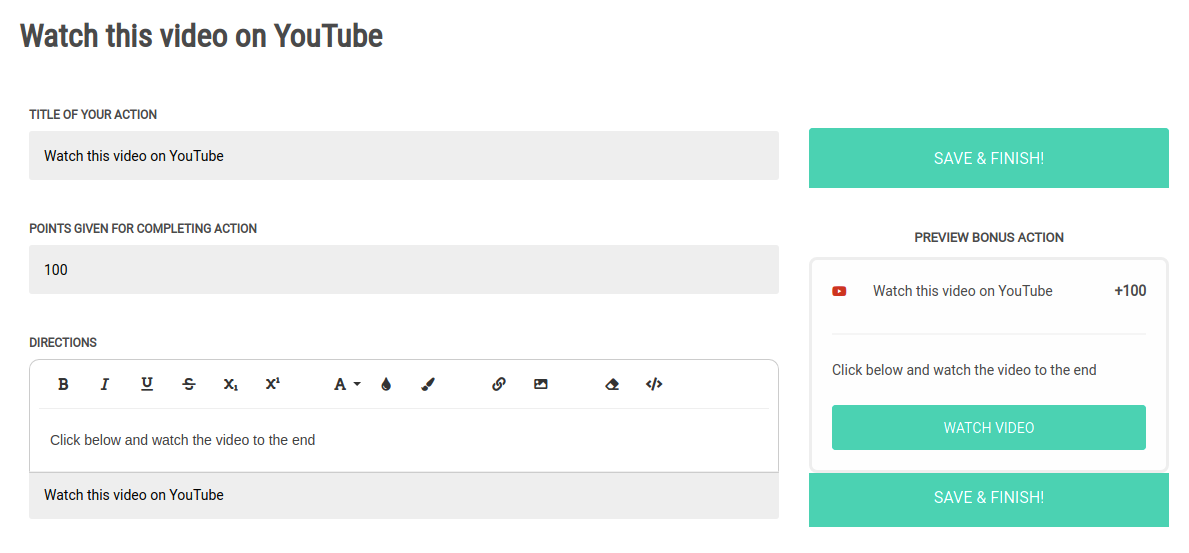 YouTube bonus action