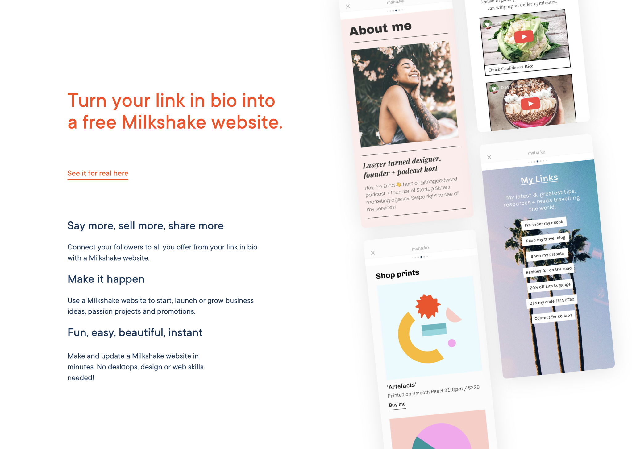 Milkshake link sharing app