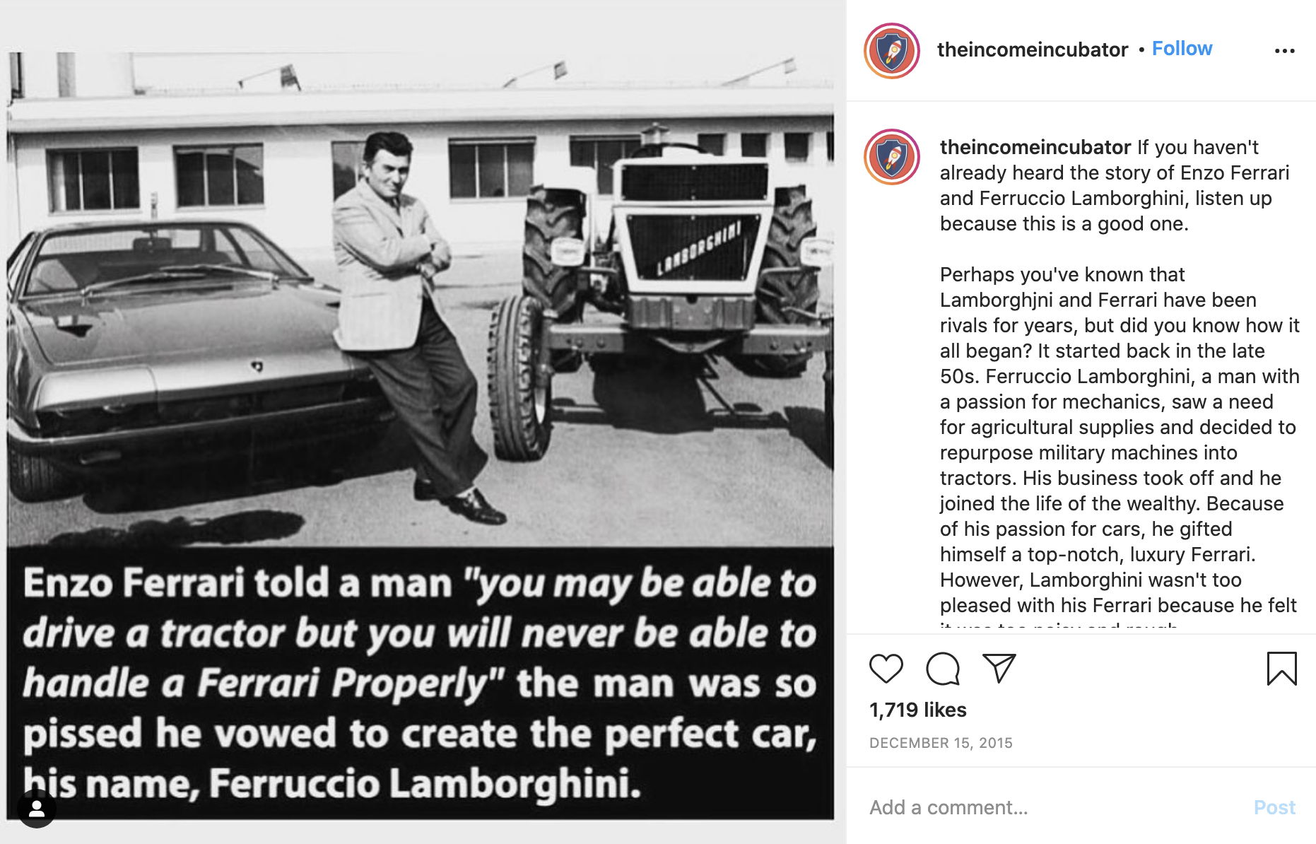 Enzo Ferrari Post - The Income Incubator