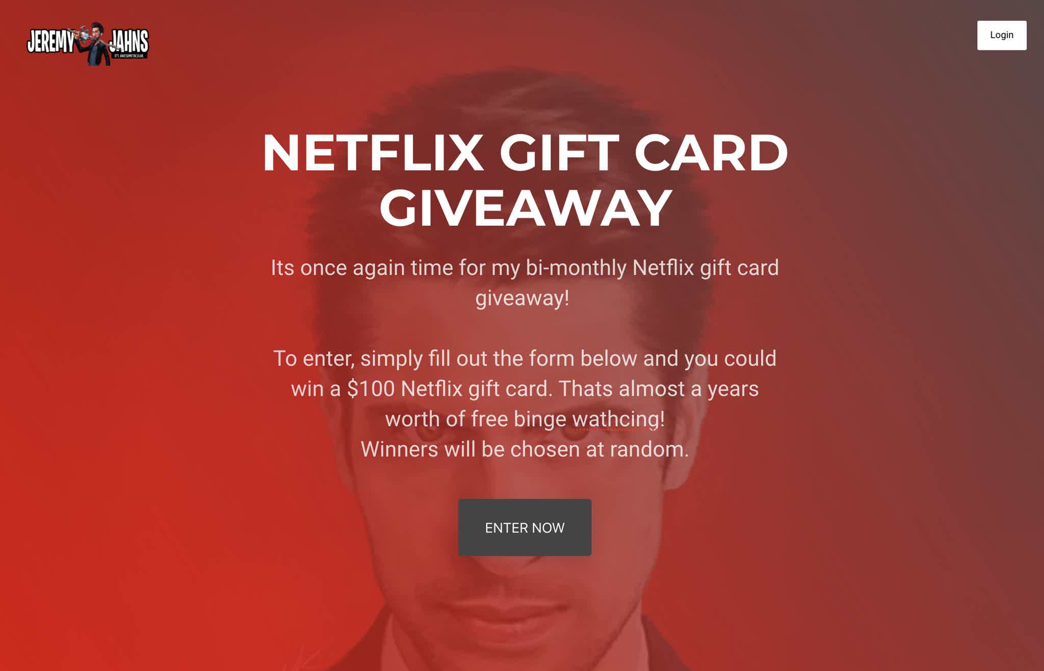 Jeremy Jahns Netflix Giveaway