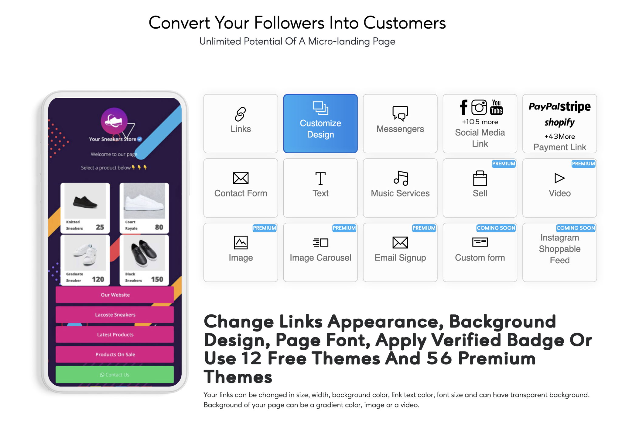 ContactInBio features