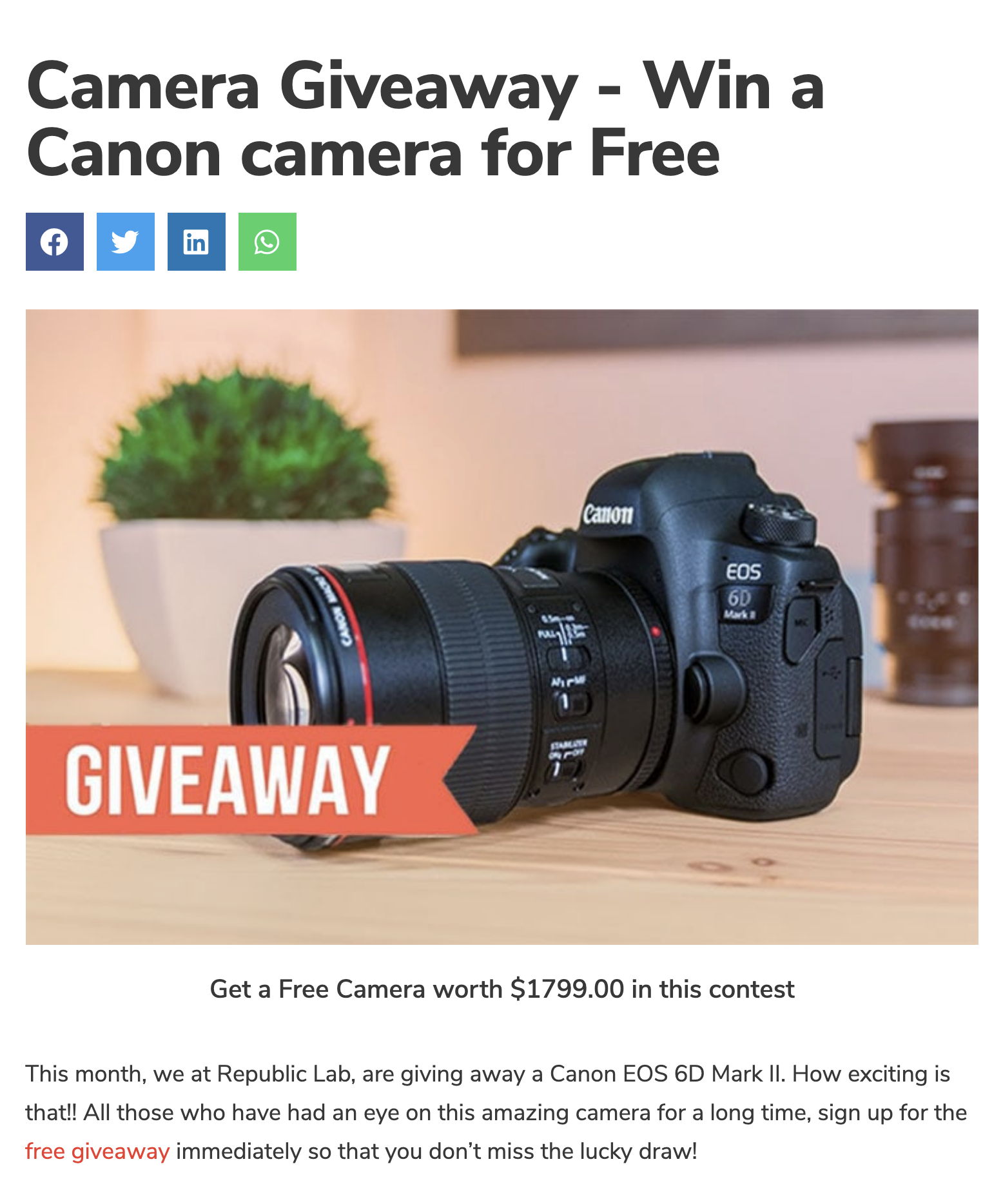 Republic lab camera giveaway