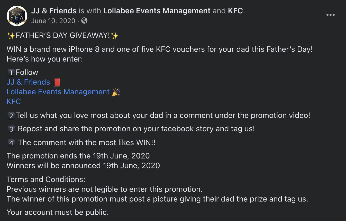 JJ & Friends Fathers Day Giveaway Facebook