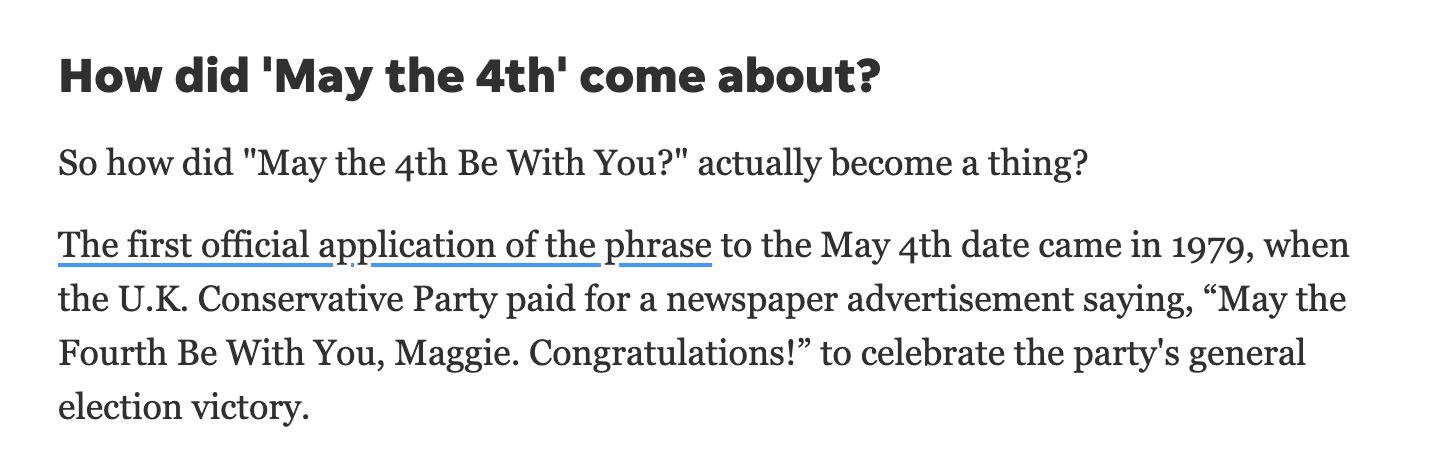 How May the 4th started