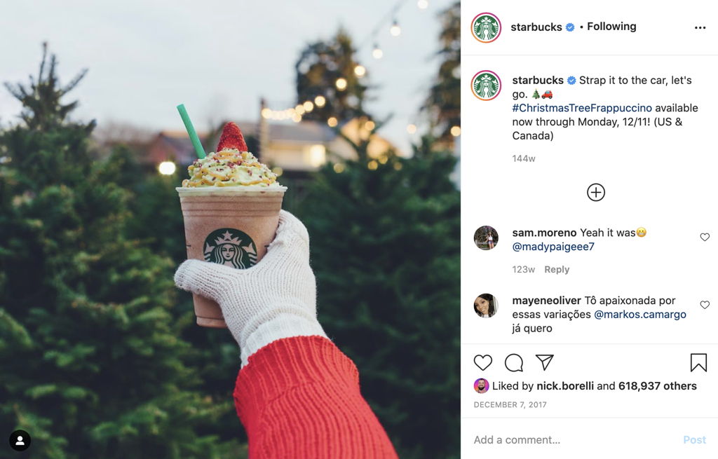 Starbucks Christmas Instagram Post