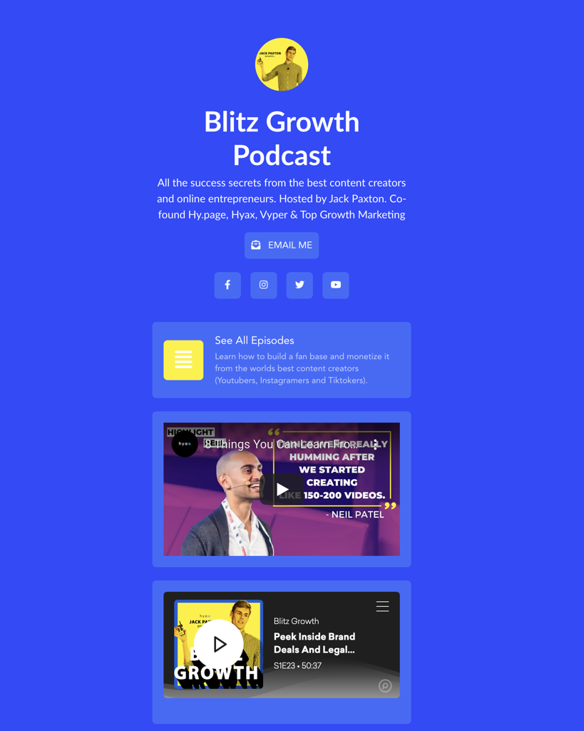 Blitz Growth podcast Hypage Link Page