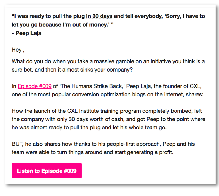 Hotjar Podcast Email