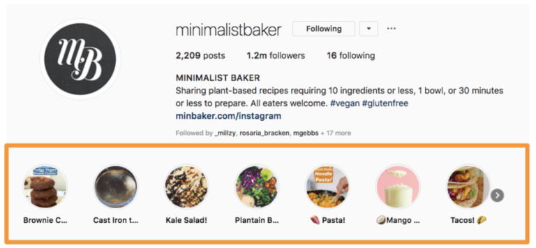 Minimalist baker instagram profile highlights