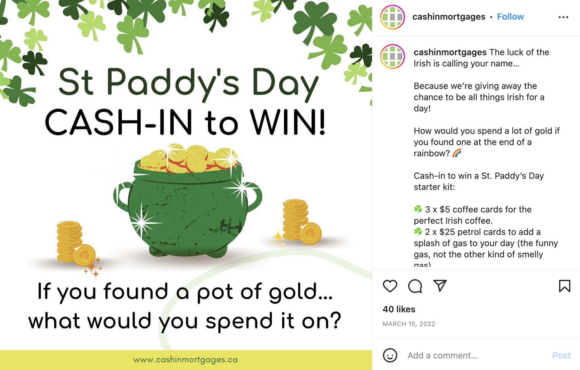 CashIn Mortgages St Paddys Day Giveaway