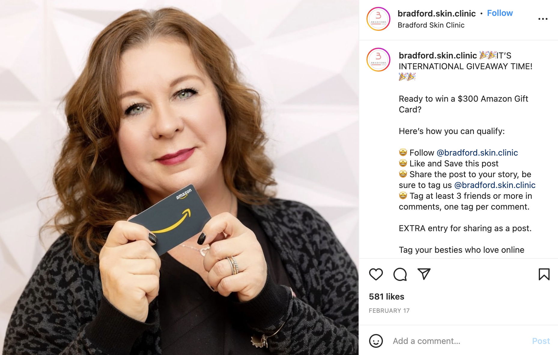 Bradford Skin Clinic Amazon Giveaway