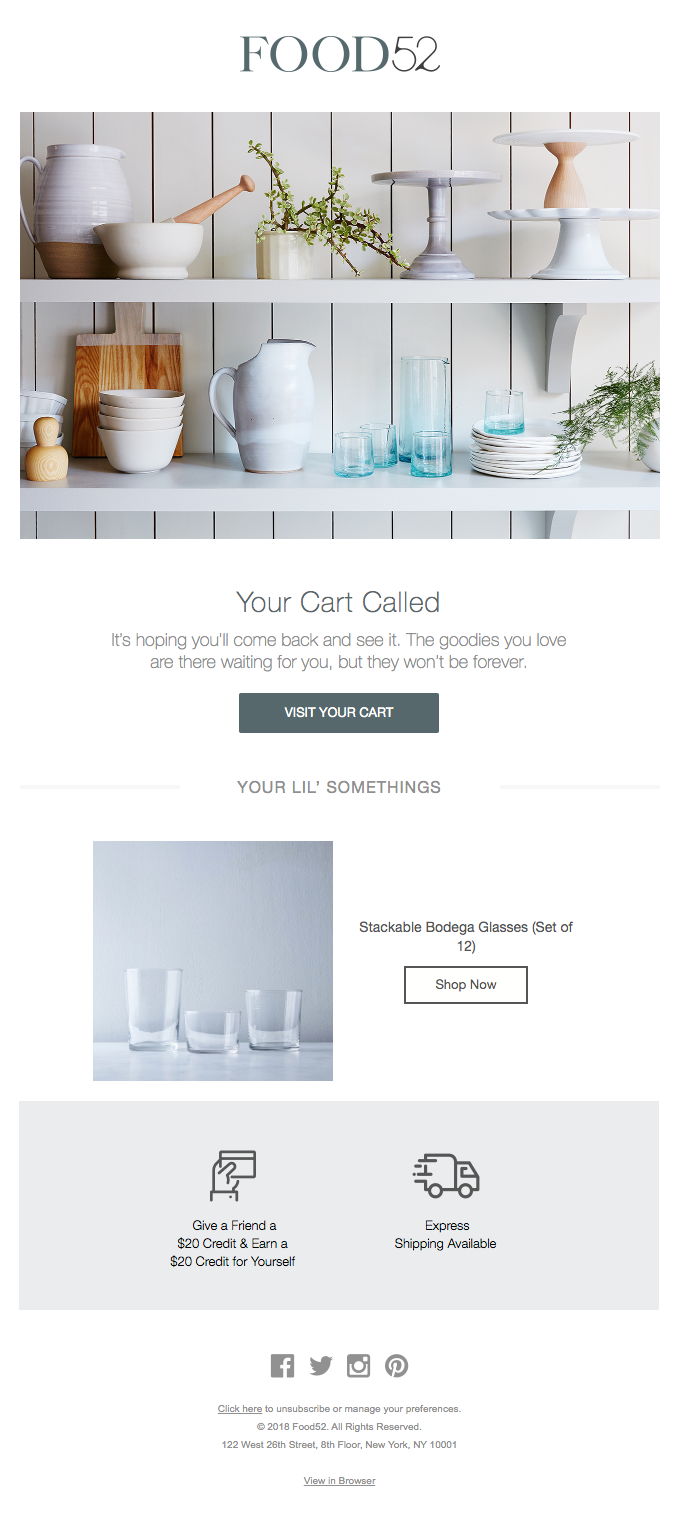 Food 52 Abandoned Cart Email