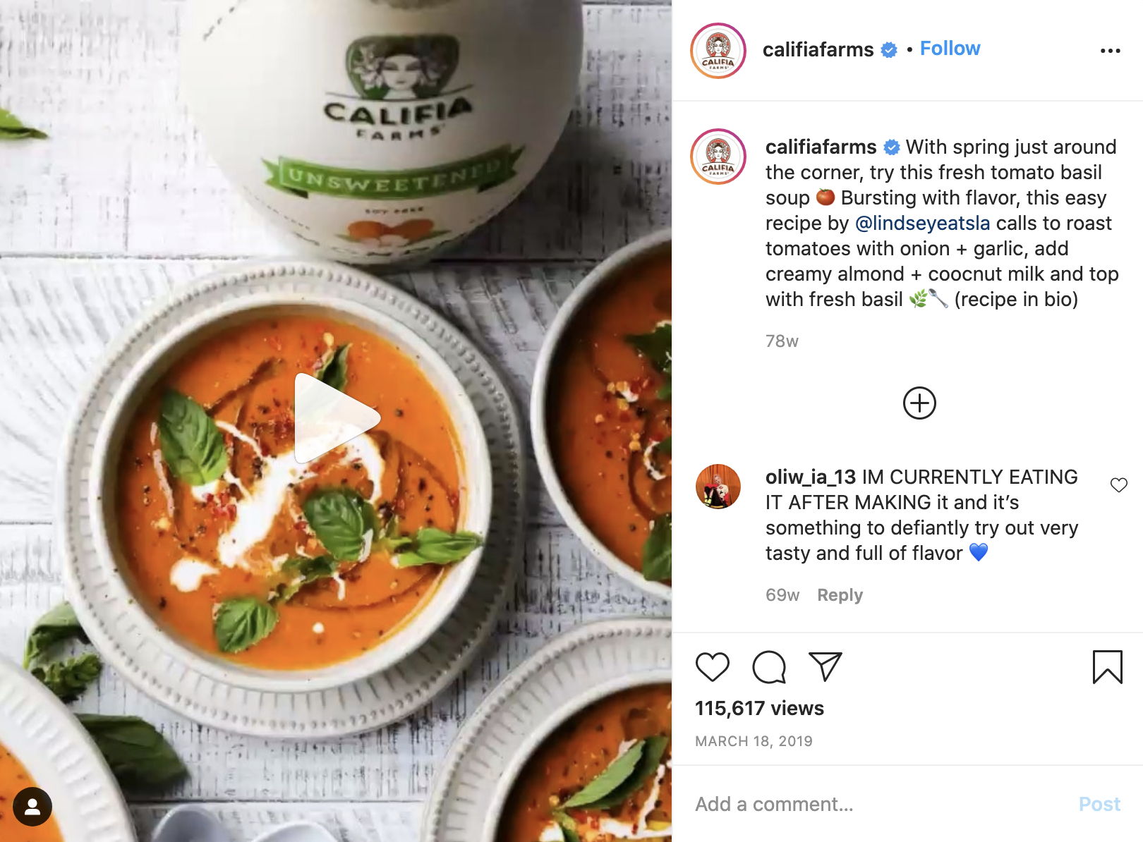 Califia Farms Instagram