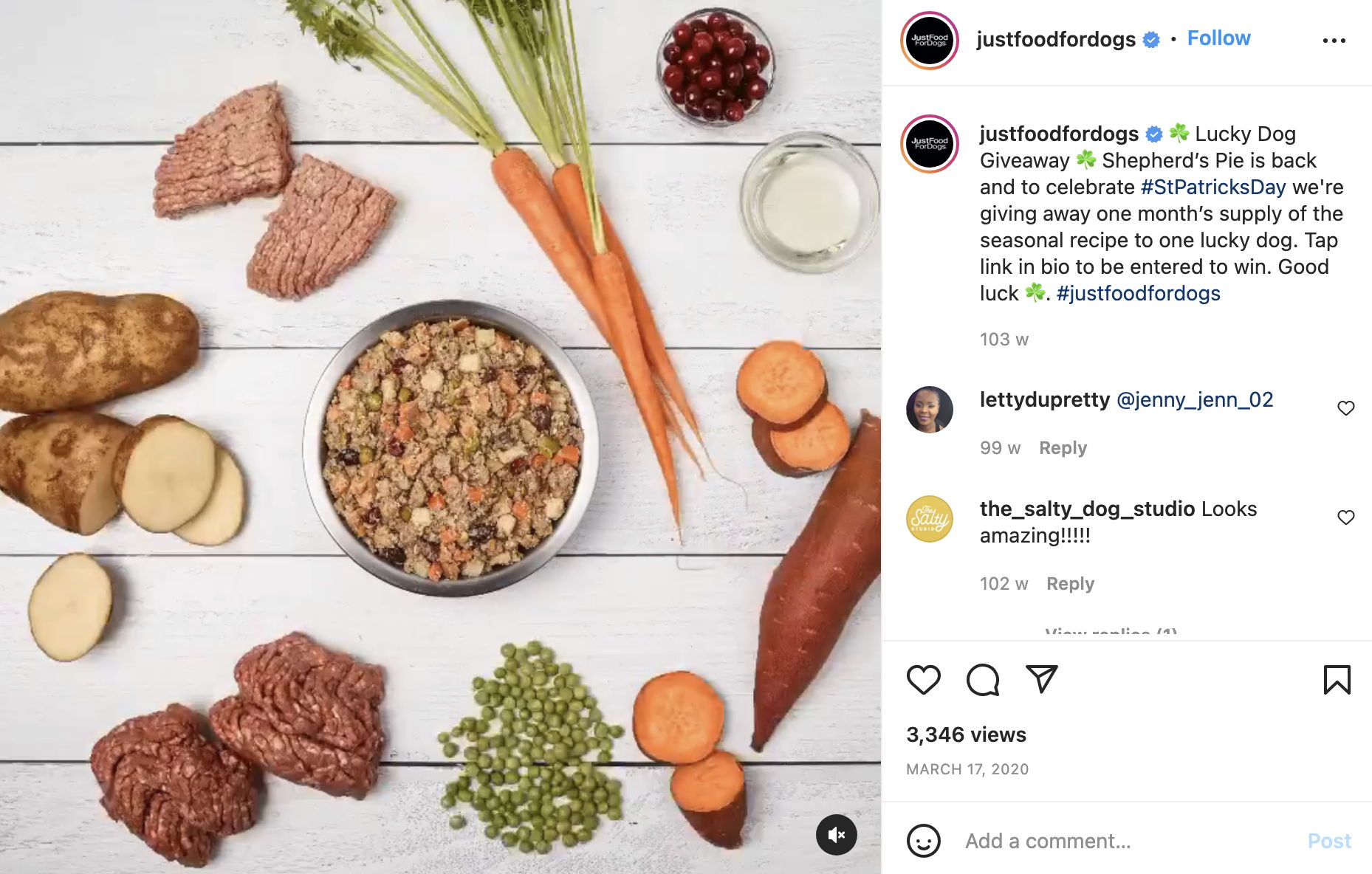 Just Food For Dogs Instagram Giveaway