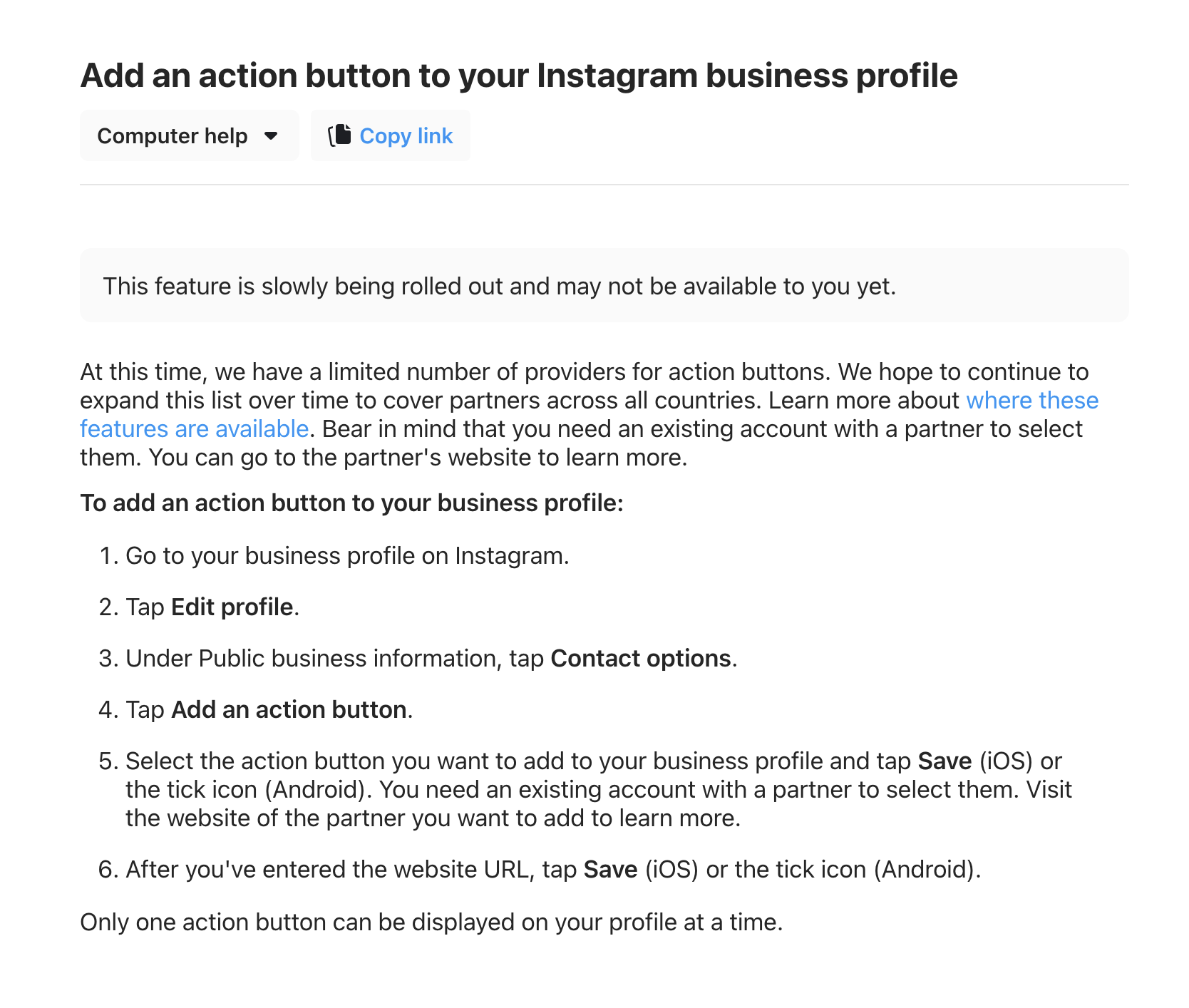 Instructions to Installing an Instagram Action Button