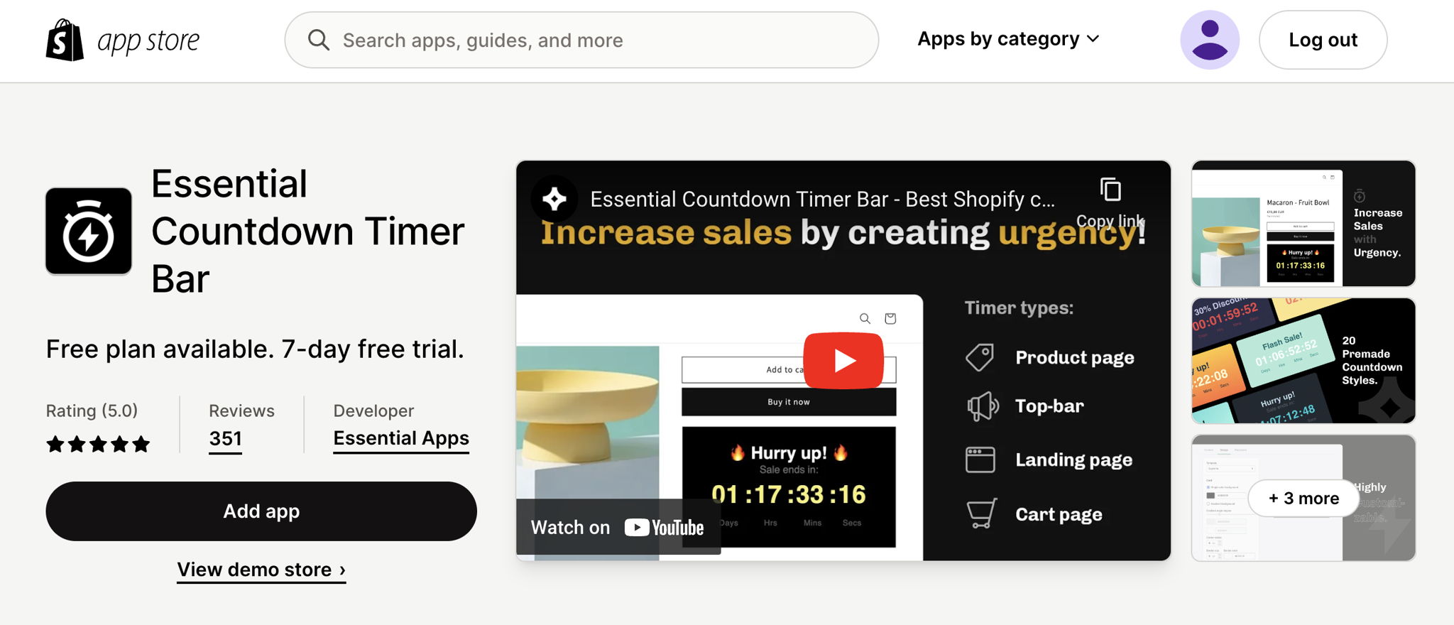 Essential Countdown Timer Bar on Shopify.