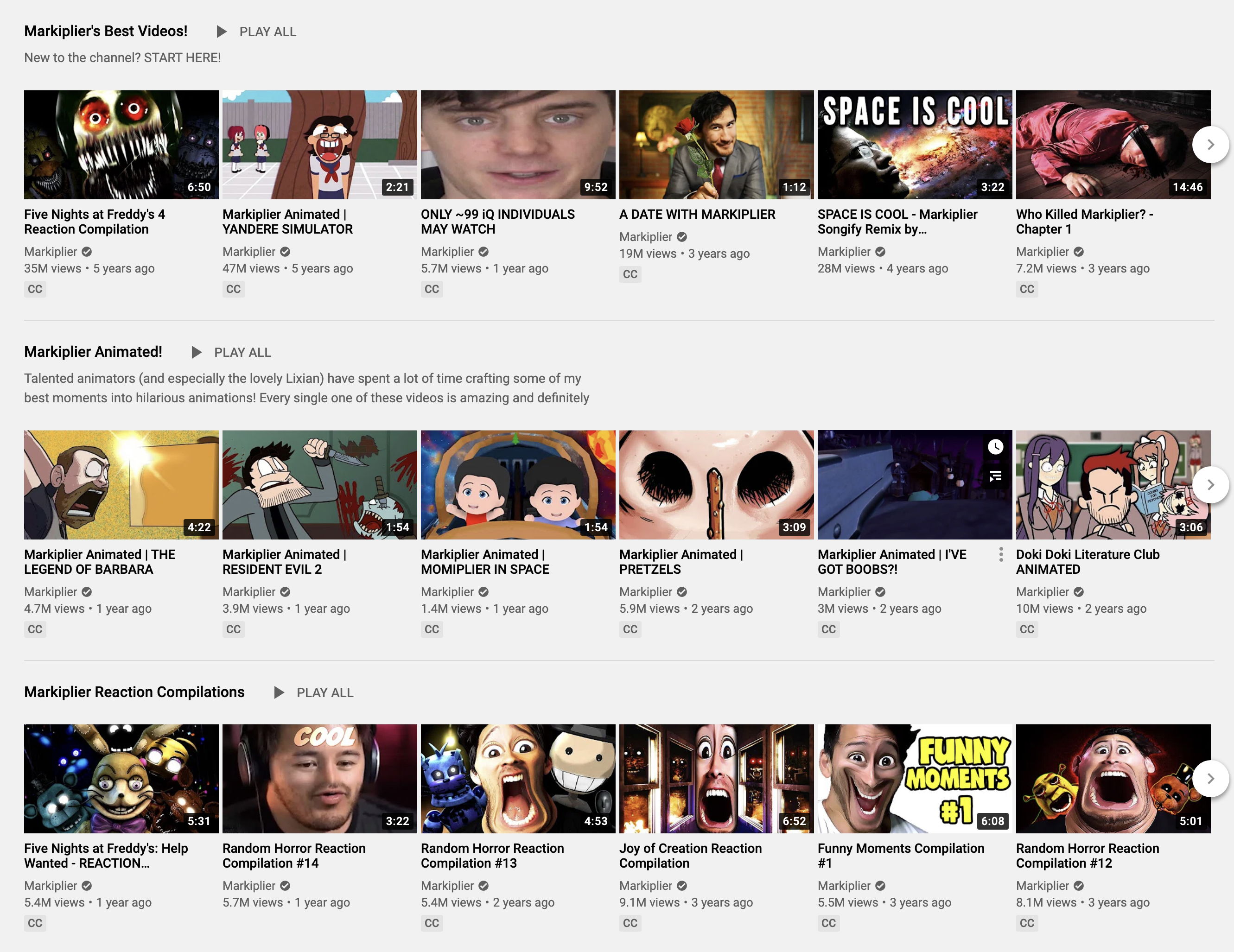 Markaplier Playlists