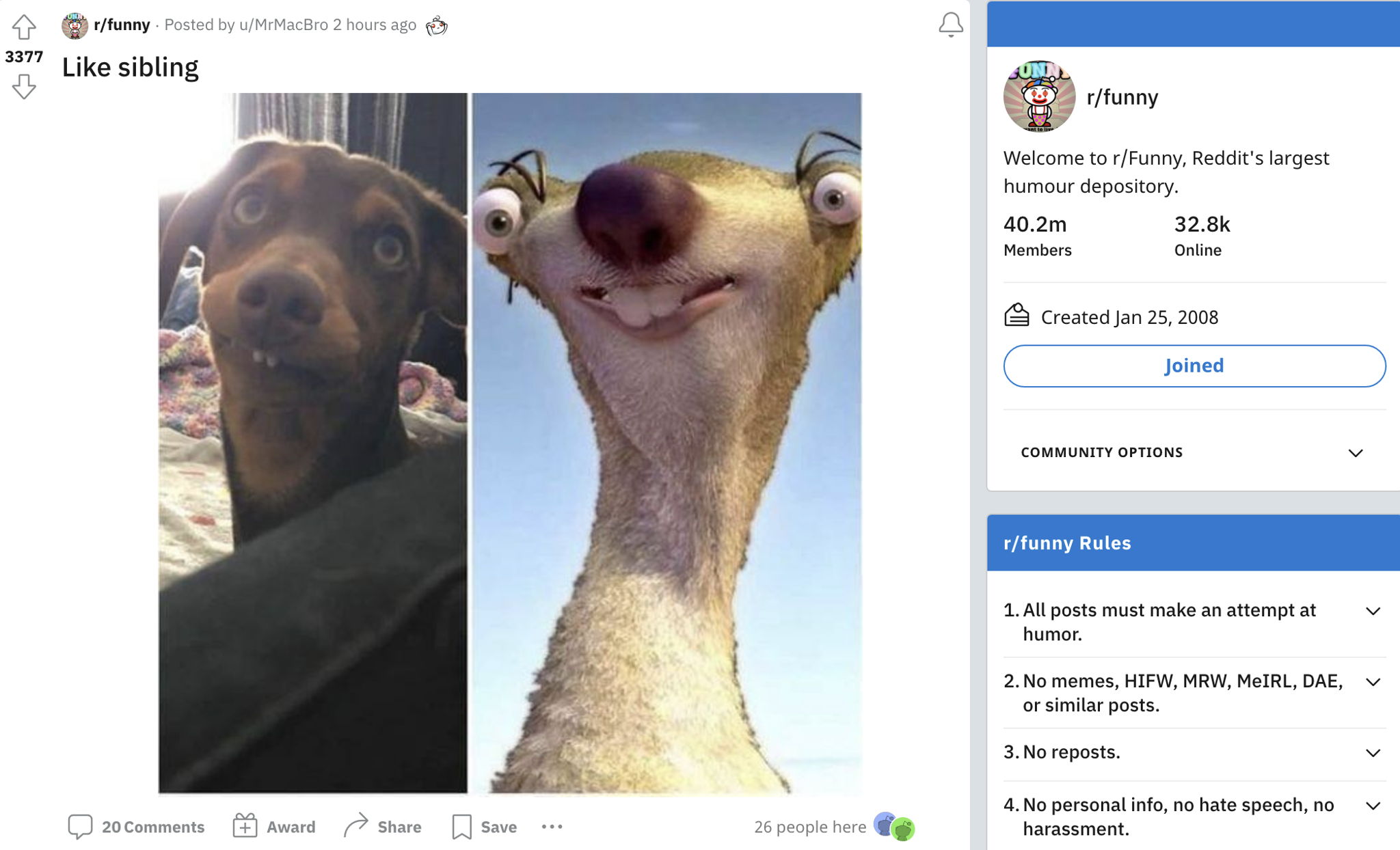 Post in Funny Subreddit