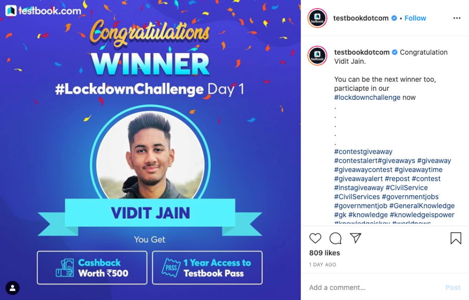 referral contest instagram post winner