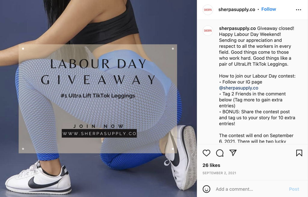 Sherpa Instagram Labour Day Giveaway