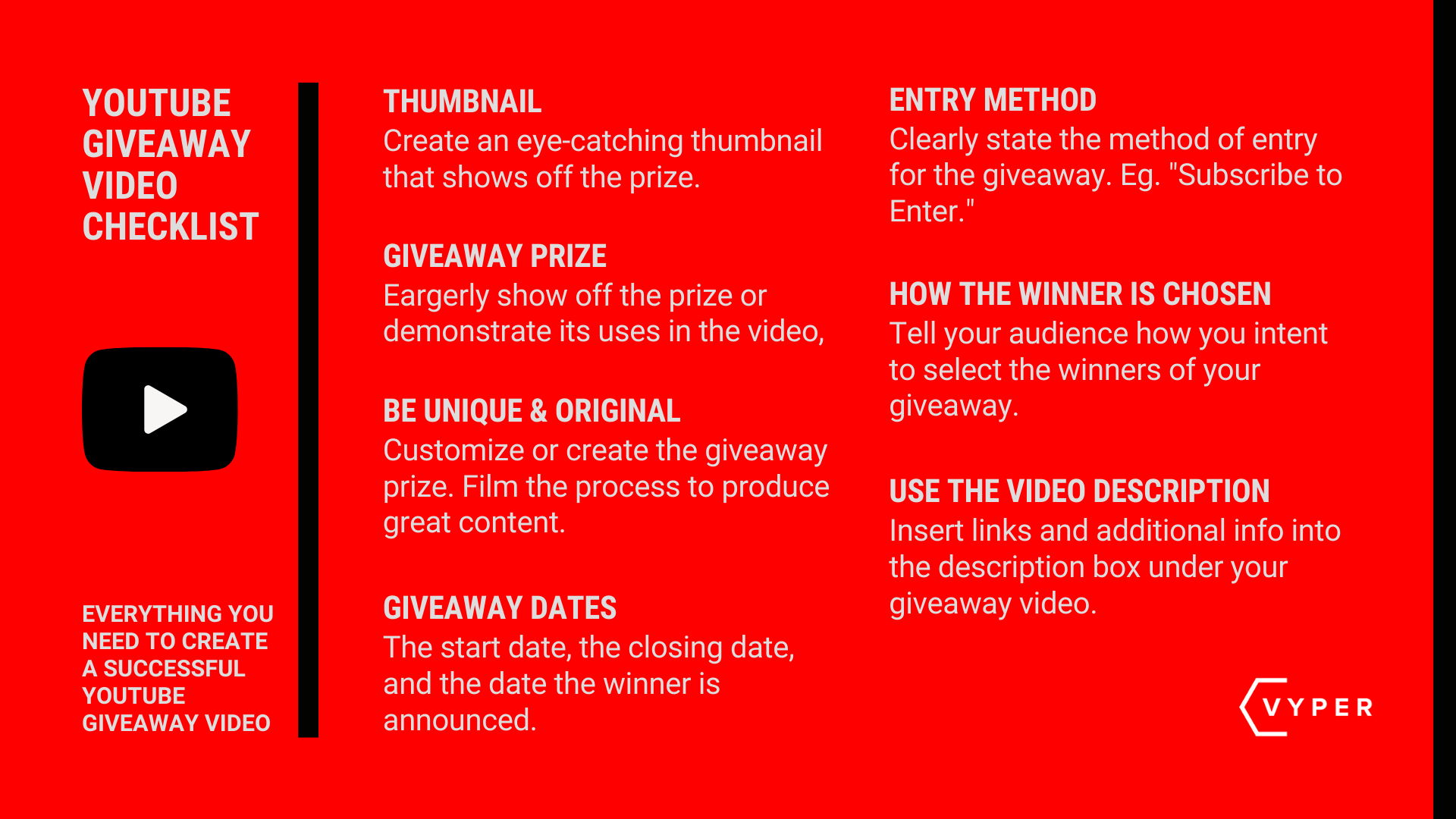 YouTube Giveaway Checklist