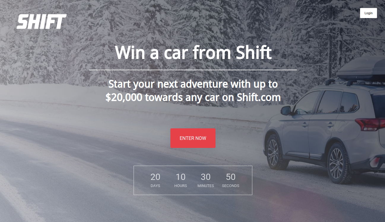 Shift Giveaway landing page