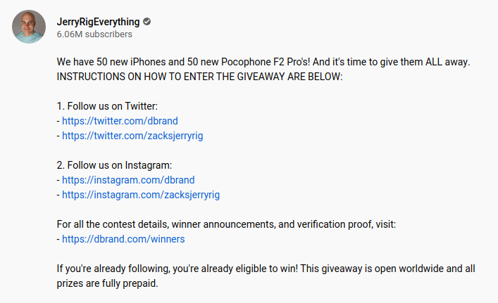 Jerry Rig Everything Giveaway description