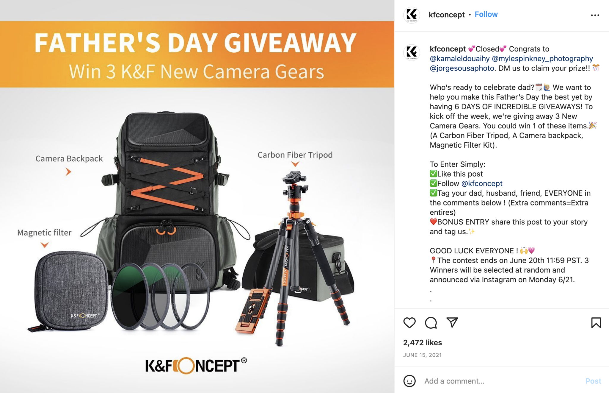 K&F Concept Fathers Day Giveaway