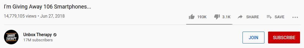 Unbox Therapy Giveaway Views
