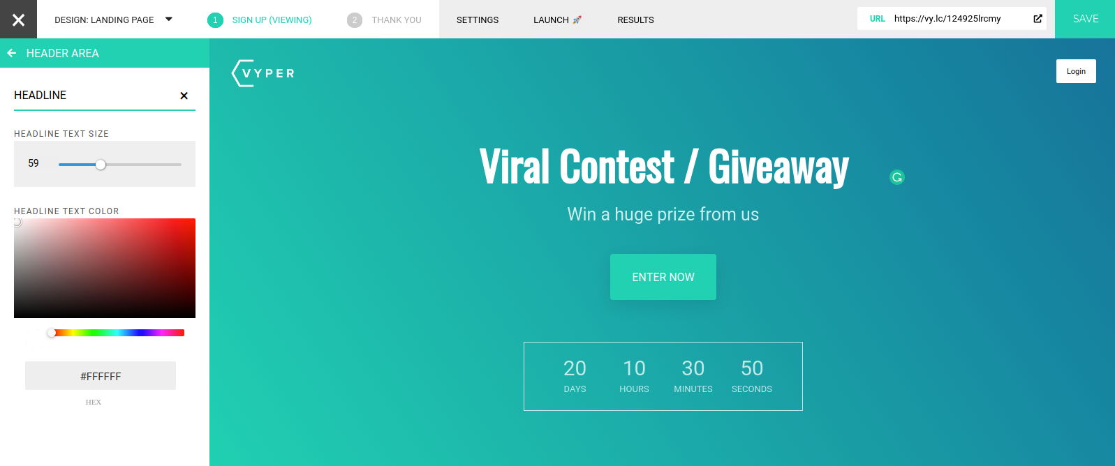 VYPER giveaway editor