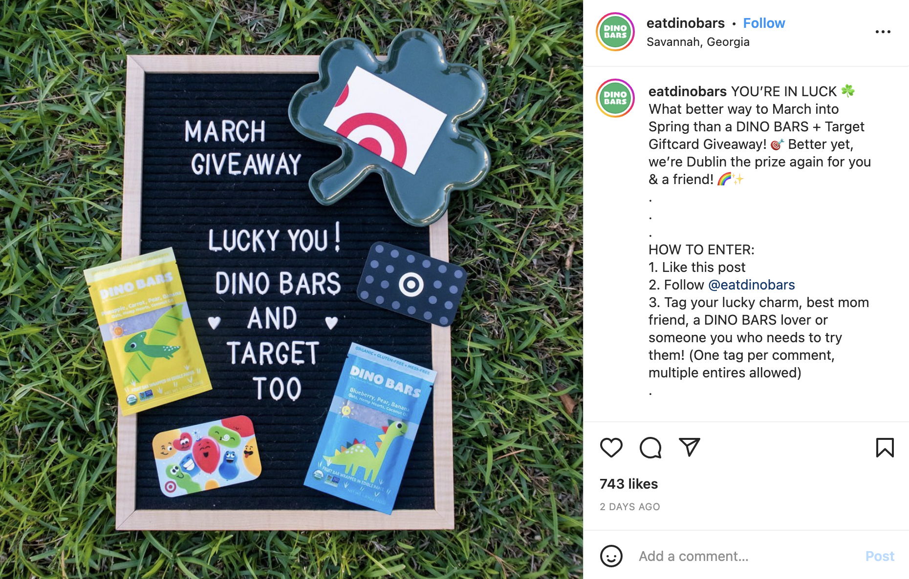 Dino Bars Instagram Giveaway