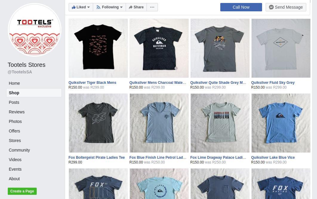 Tootels Facebook Store