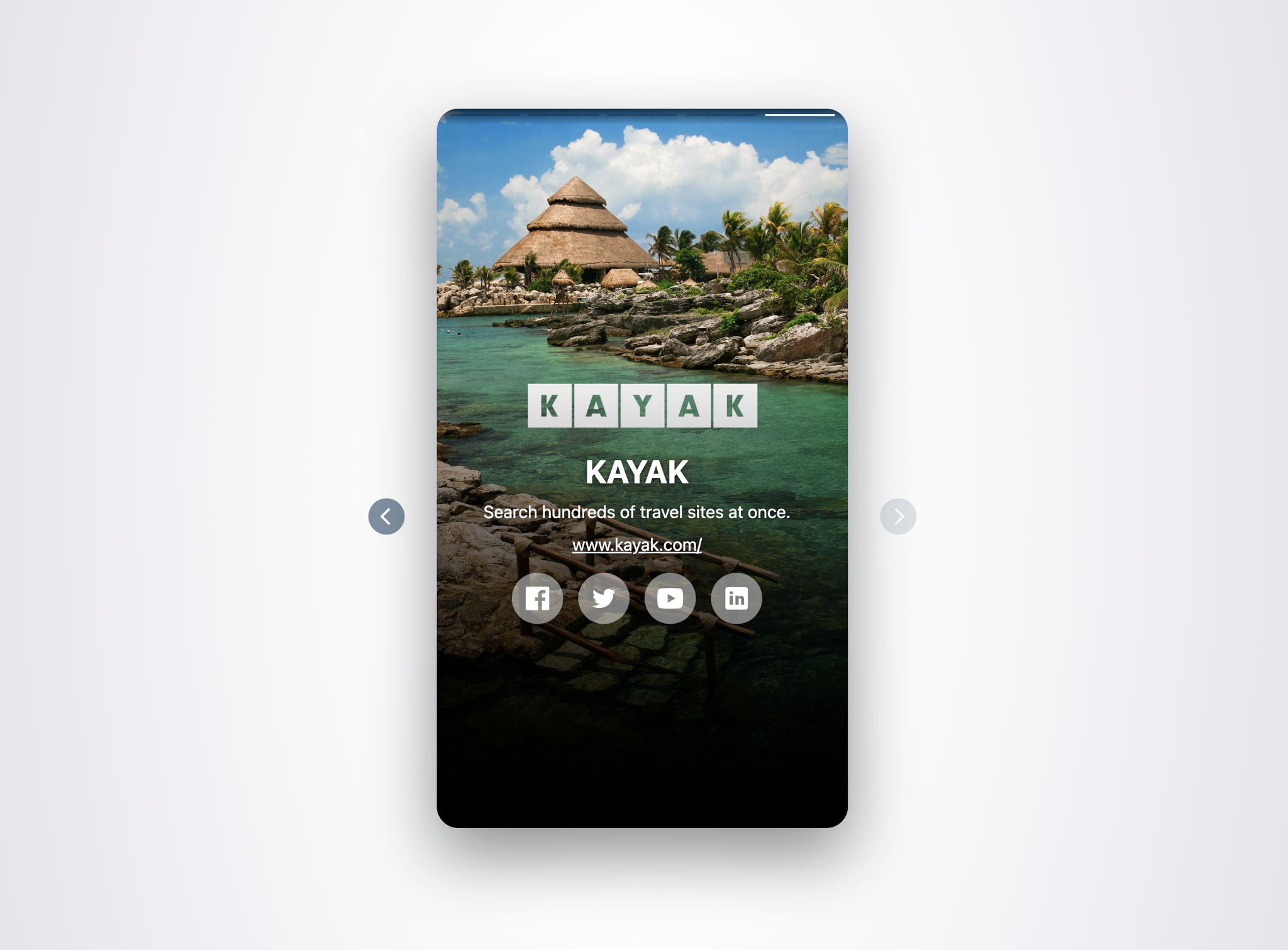 Kayak Tap.bio page