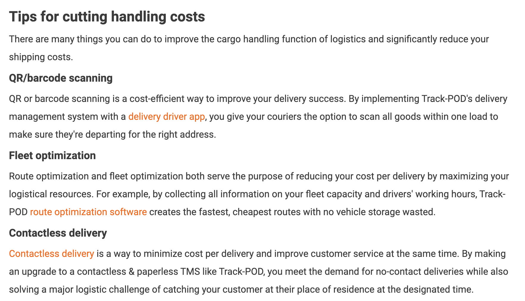 Tips for cutting handling costs