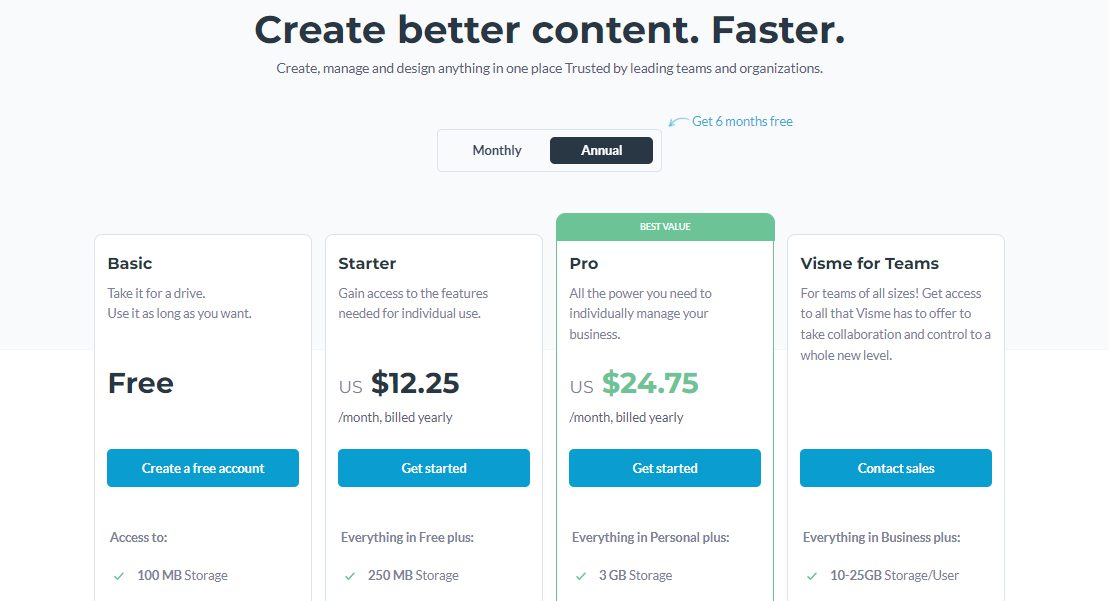 Visme Pricing