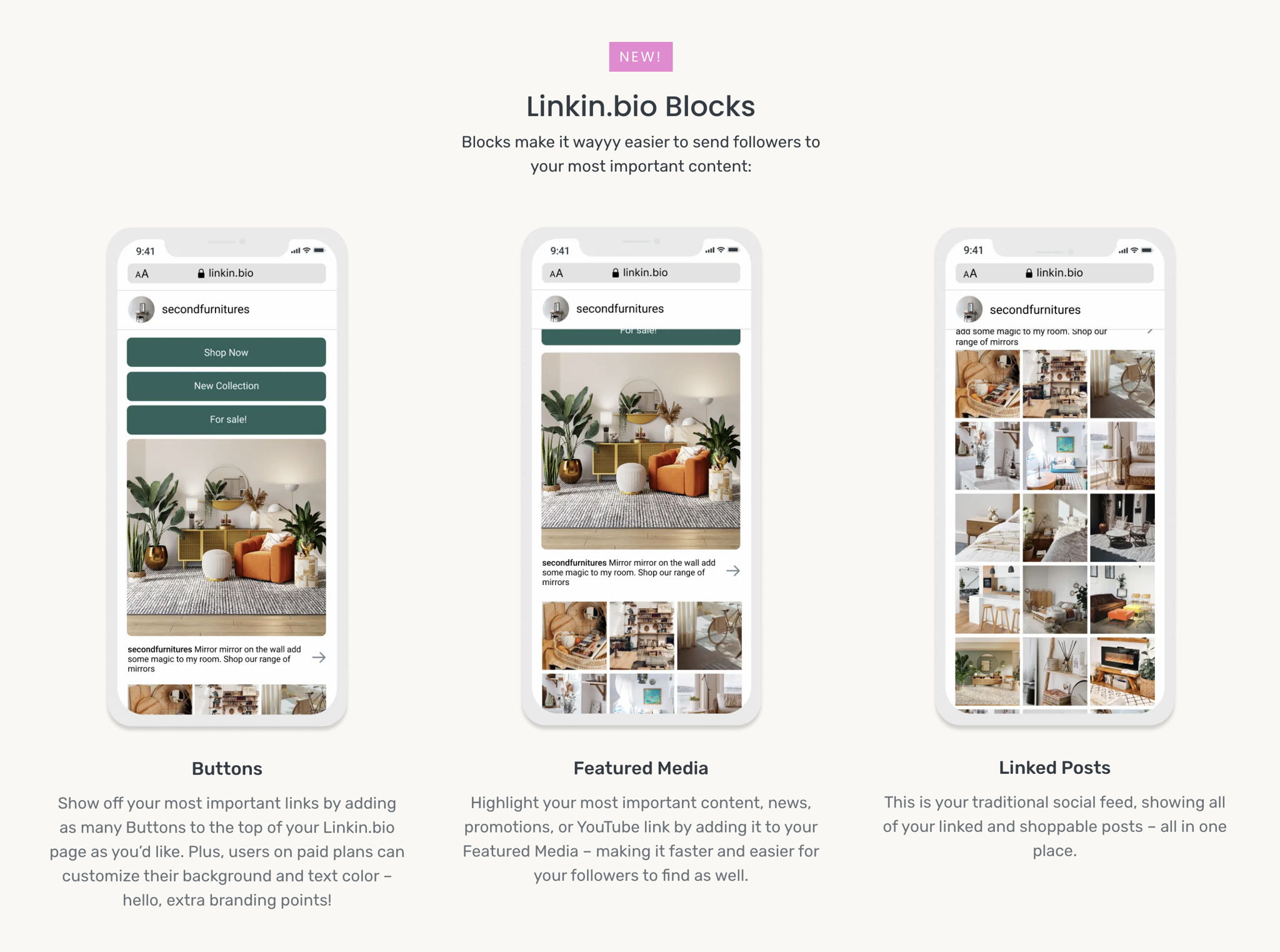 Linkin.bio by Later features