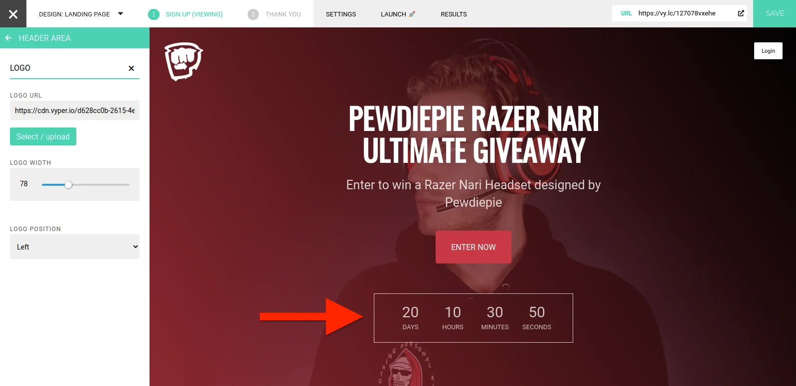 VYPER Editor Countdown Timer